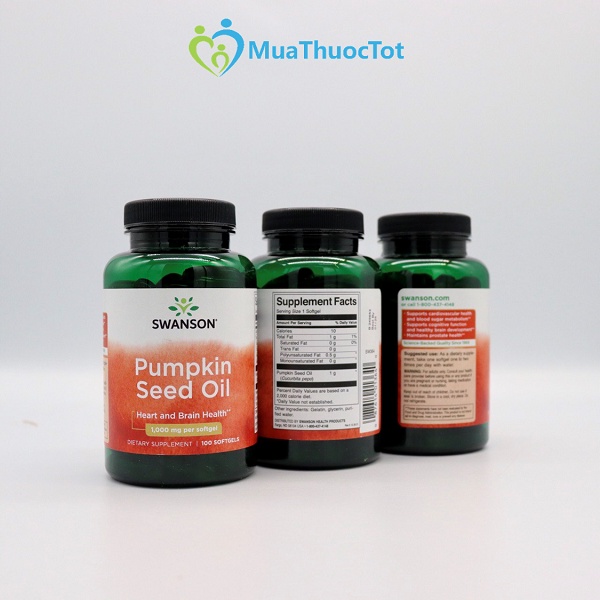 Viên Uống Tinh Chất Hạt Bí Ngô Hỗ Trợ Tuyến Tiền Liệt Swanson Pumpkin Seed Oil 1000mg 100 viên