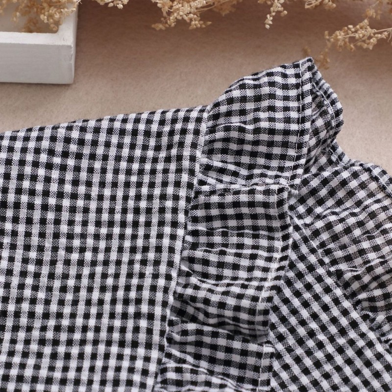 Cổ áo giả họa tiết caro thắt dây phong cách Lolita