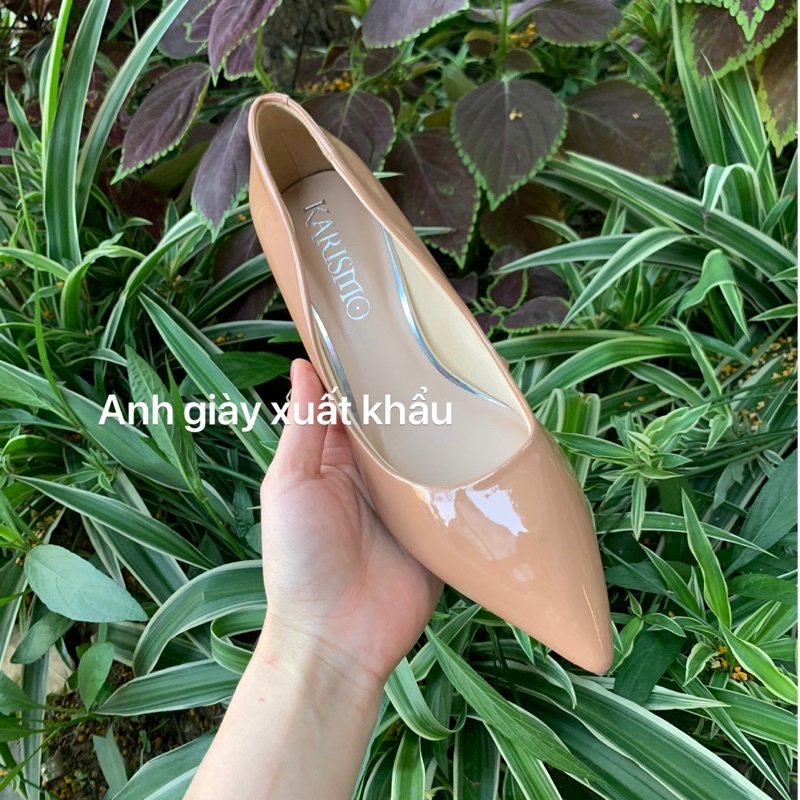 CG91 - Giày cao gót mũi nhọn da bóng lót mút mềm êm dáng basic công sở gót vuông 5p hàng VNXK ( ảnh thật , kèm video)