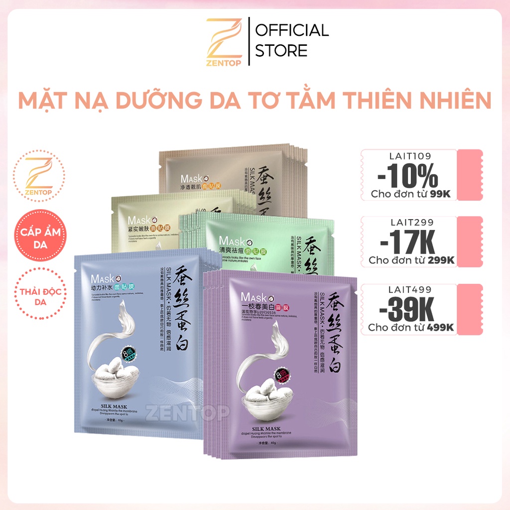 Mặt nạ dưỡng da mụn cấp ẩm thải độc tơ tằm ONE SPRING SILK MASK dưỡng trắng mờ thâm lẻ 1 gói Zentop