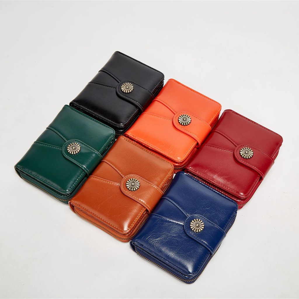 MELODG Ví Da PU Ngắn Đựng Thẻ Phong Cách Vintage Cho Nữ Giá Đỡ