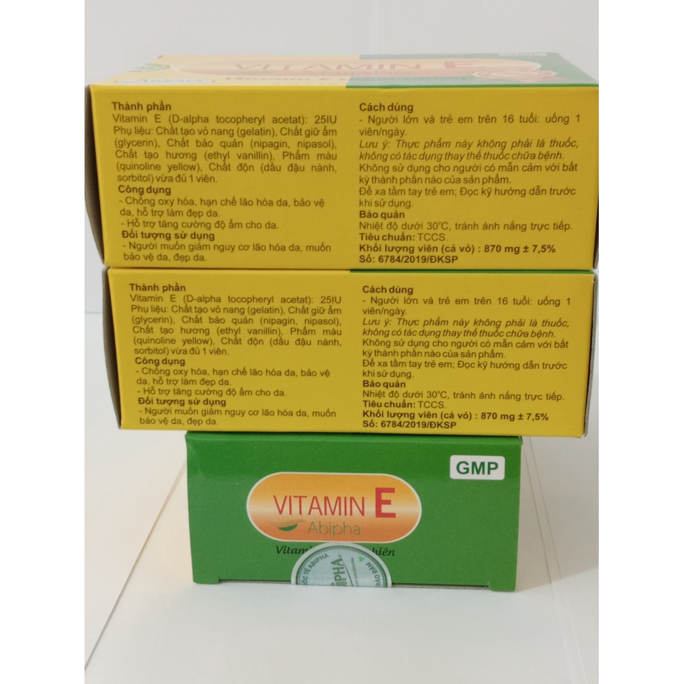 VITAMIN E Abipha Hộp 30 viên hạn chế lão hóa giúp làm đẹp da..