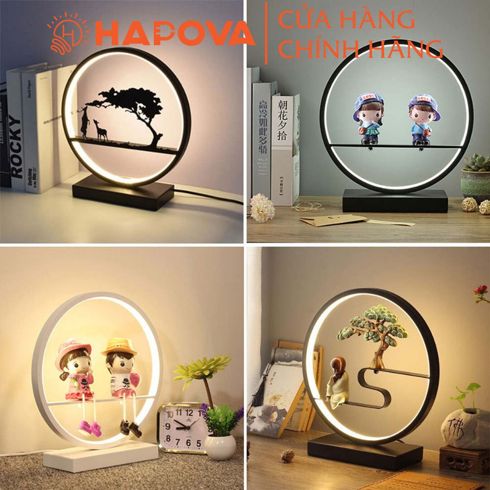 Đèn để bàn, đèn ngủ để bàn HAPOVA AMORY trang trí sang trọng có 3 chế độ sáng, bảo hành 12 tháng DGT 3028