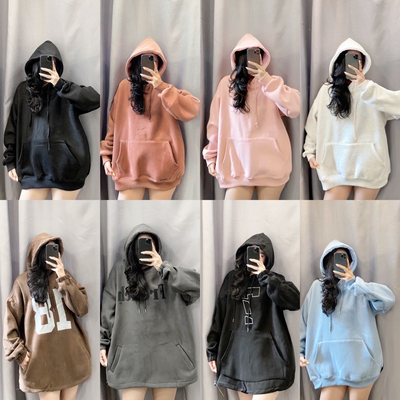 Áo hoodie dáng rộng freesizs