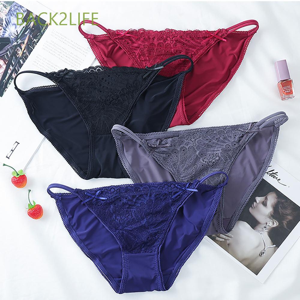 Quần lót ren hoa trong suốt lưng thấp mềm mại quyến rũ cho nữ BACK2LIFE