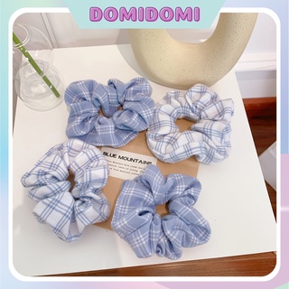 Scrunchies dây buộc tóc sọc ca rô mộng mơ xinh xắn Đô Mi