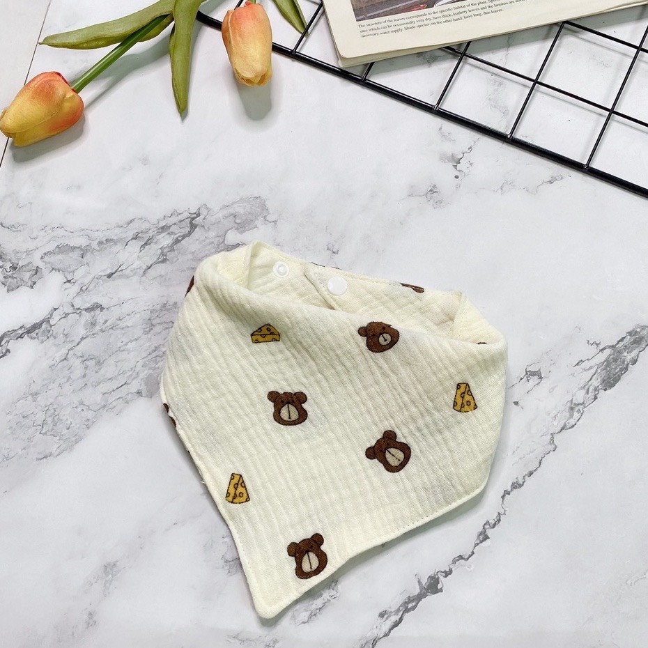 Yếm tam giác, yếm xô muslin, yếm dãi, khăn ăn dặm cho bé thoáng mát, thấm hút cực nhanh