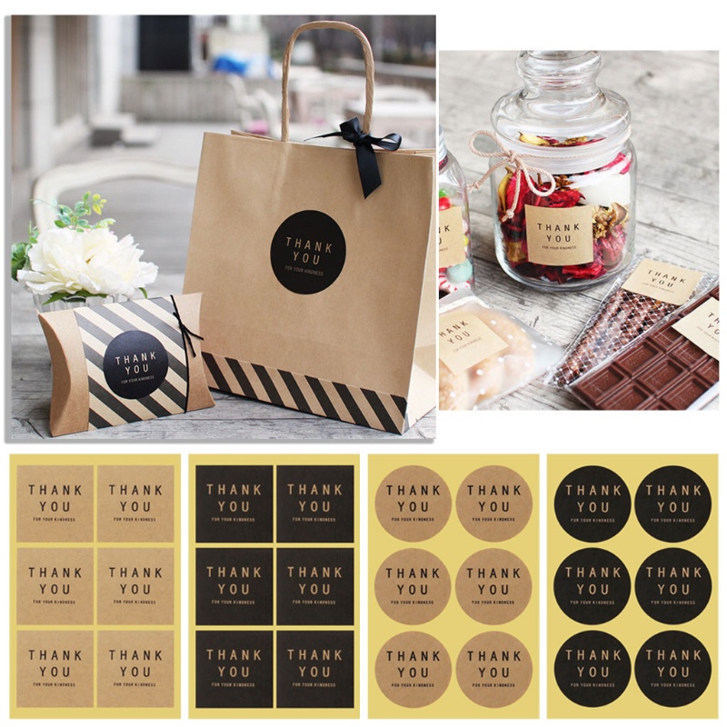 Bộ 60 miếng dán hình tròn in chữ Thank You