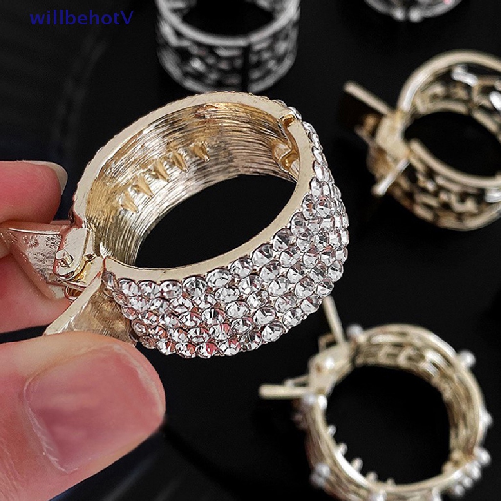 [Hàng mới về] Kẹp tóc kim loại cố định tóc đuôi ngựa đính đá