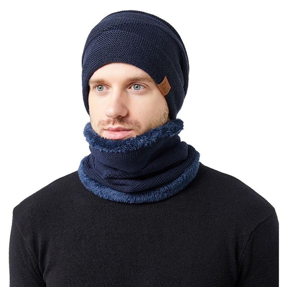 JUNE Mũ beanie Kèm Khăn Choàng Cổ Giữ Ấm Cho Nam Và Nữ