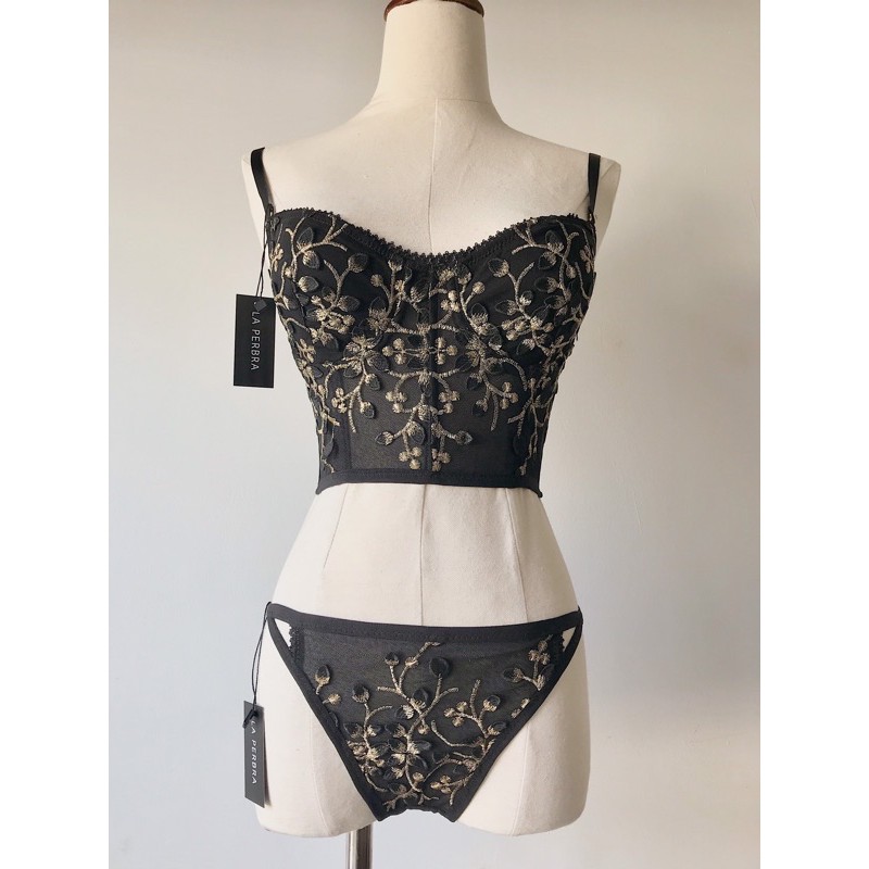 Bộ ren thêu hoa MÀU ĐEN (BB06 đen) | BigBuy360 - bigbuy360.vn