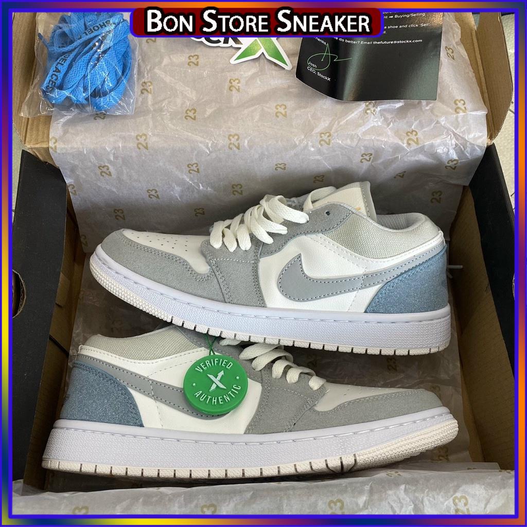 Giày sneaker Jordan 1 thấp cổ xanh dương, Giày thể thao Jd1 low xanh dương nam nữ full box