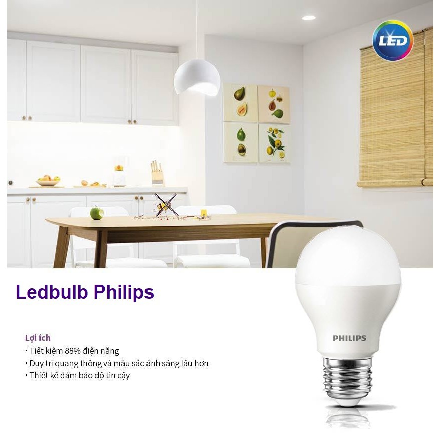 Bóng LED Bulb Philips Essential 9W E27 ( Ánh sáng trắng + vàng )