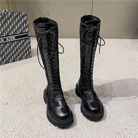 2023 Giày Nữ Dành Cho Giày Boot Martin Thiết Kế Phối Lưới Thoáng Khí Thời Trang ủng Dài