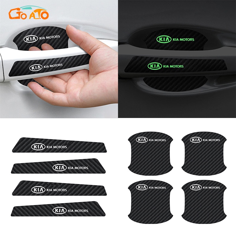 GTIOATO Sợi Carbon Bộ Bảo Vệ Tay Nắm Bát Cửa ô Tô Bộ Bảo Gương Hậu Xe HơI MiếNg DáN ChốNg XưỚC Phụ Kiện Oto Cho KIA Morning Seltos Carnival Sonet K3 Soluto Sorento Sedona Cerato Rondo K5 Optima