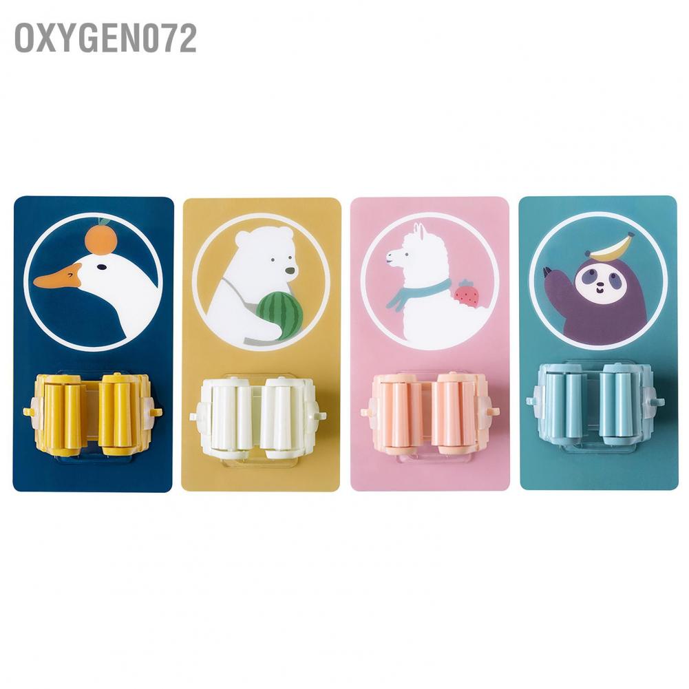 Oxygen072 Wall Mounted Mop Clip Strong Adsorption Capacity Waterproof Roller Design Broom Rack for Bathroom Kitchen Toilet