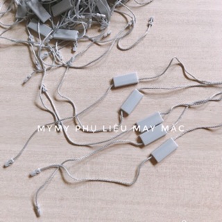 Dây tag treo nhãn mác poly Hai đầu hình chữ nhật - Xám 100 sợi