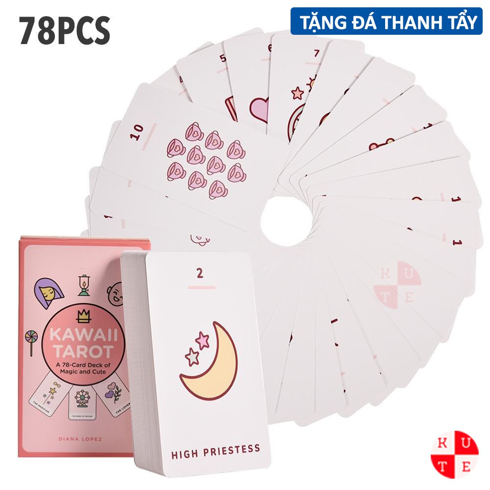 Bài Tarot Kawaii 78 Lá Bài Tặng File Tiếng Anh Và Đá Thanh Tẩy C93