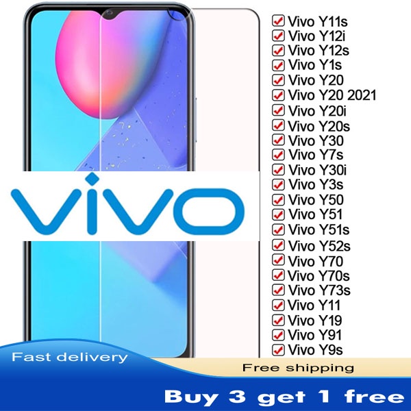 Kính cường lực độ cứng 9H 2.5D bảo vệ màn hình của Vivo Y1S Y3S Y11 Y11S Y12a Y12S Y12i Y20 Y20G Y20A Y76 Y30 Y30G Y31 Y31S Y51 Y51a Y51S Y52S Y52 Y53S Y70 Y70t Y71 Y72 Y73 Y73S 2021 4g 5g