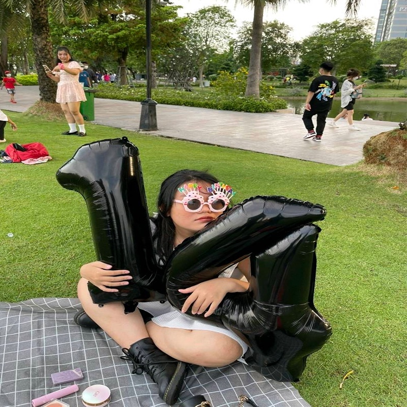 Bong Bóng Màu Đen Hình Số 0-9 Dùng Trang Trí Tiệc Sinh Nhật Cho Bé