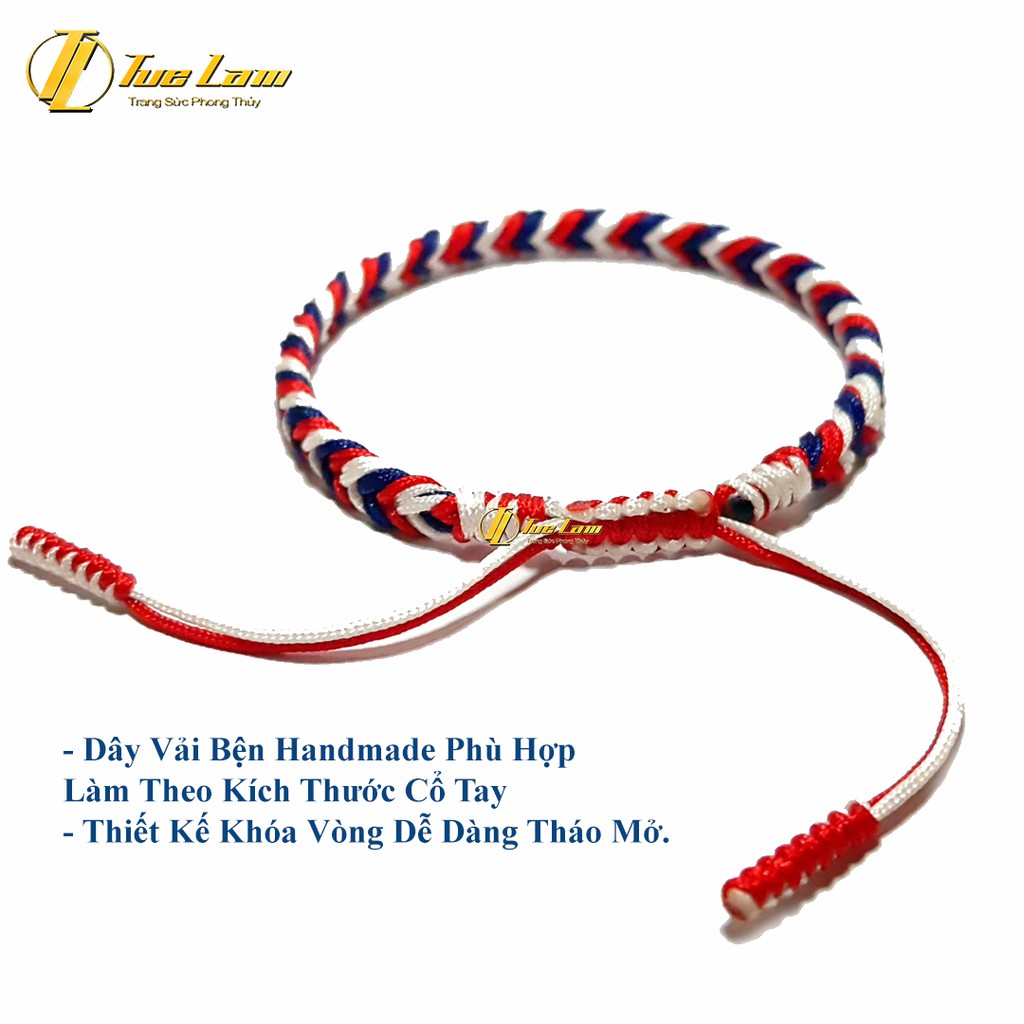 Vòng tay chỉ may mắn cao cấp bên handmade 3 màu chỉ màu cờ mỹ - Tuệ Lâm