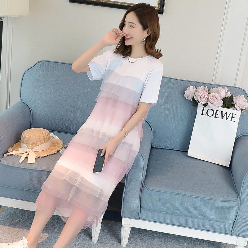 Đầm lưới cầu vồng cho bà bầu