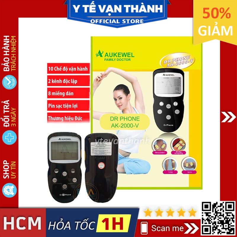 ✅ Máy Massage Dán Xung Điện- Aukewel Dr Phone AK-2000-V (8 Miếng Dán), (ĐỨC) (BH 24 Tháng) - Mát xa, Massa -VT0385