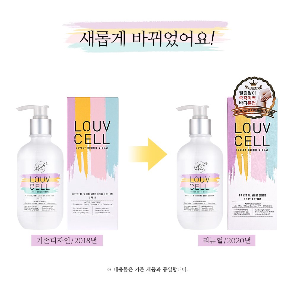 Sữa Dưỡng Thể Trắng Da Nâng Tone Louv Cell Crystal Whitening Body Lotion - 250ml