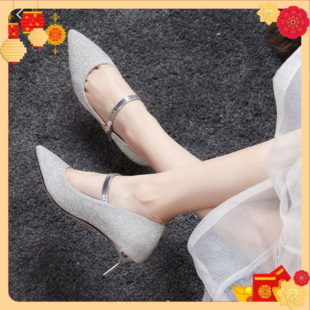 [Mã FAMARAL2 giảm 10K đơn 50K] Giày cao gót nữ trẻ trung cao 5cm nhũ mã HGC20