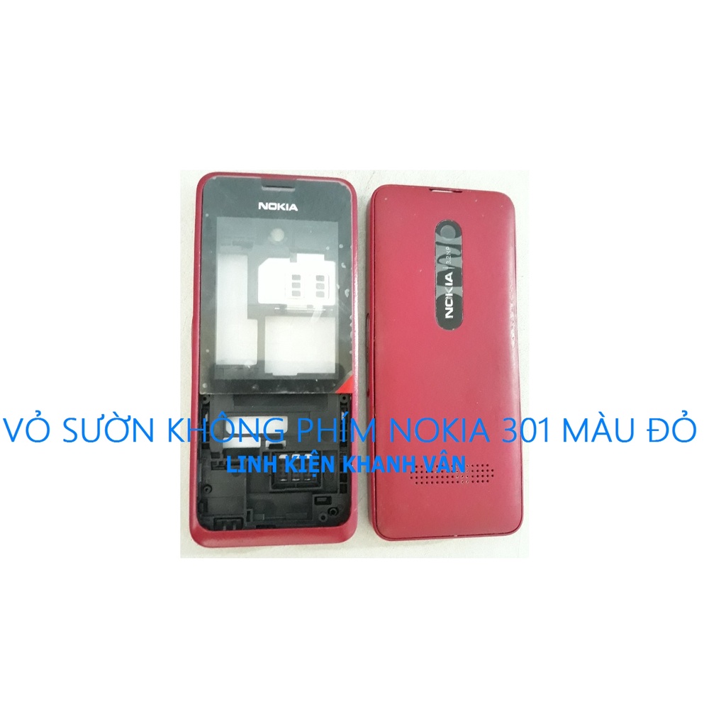 VỎ SƯỜN KHÔNG PHÍM NOKIA 301 MÀU ĐỎ