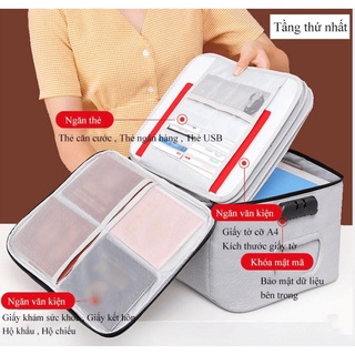 BioStore - Túi đựng giấy tờ 5 tầng mã khoá Document Home Safe (Xám)