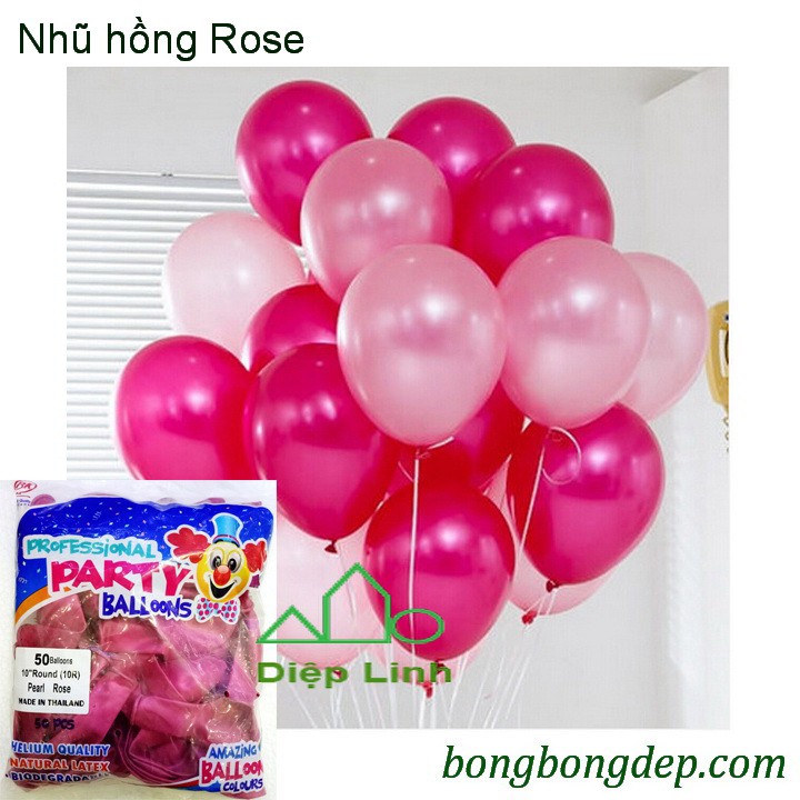 Bong bóng nhũ thái lan trang trí sinh nhật Bịch 25 cái Size 10''(25cm), dày đẹp dùng trang trí và làm trụ cổng bong bón