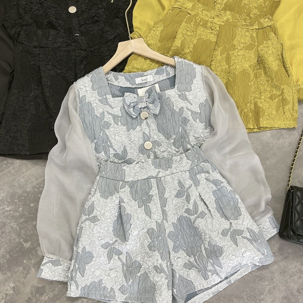 Bộ Đồ Nữ, Set Bộ Cho Nữ Vải Gấm PHối Tay Voan Siêu Xinh BĐ023 | BigBuy360 - bigbuy360.vn