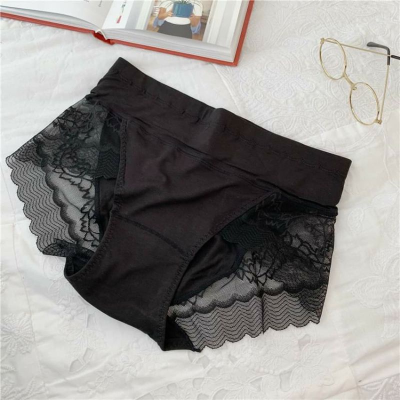 (QLW11) Quần Lót Nữ Phối Ren Cạp cao Gen Bụng - Quần chip nữ cotton phối ren Freesize 40-60kg