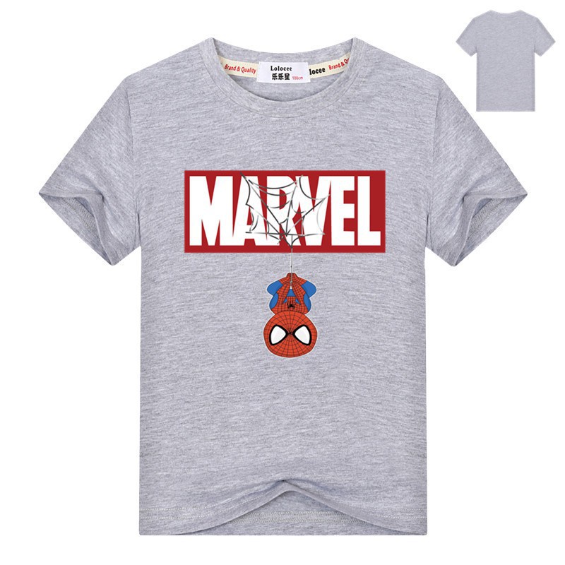 Áo thun bé trai in hình Marvel Spider Man, Chất liệu cotton thoáng mát mềm mịn, Hình in PET không bong tróc, SSSHOP