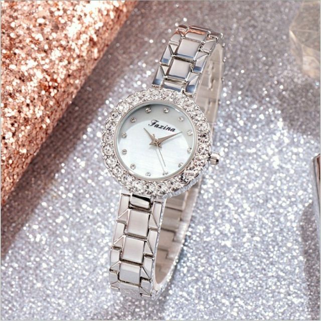 Bộ Set đồng hồ nữ fasina và lắc tay đính đá sang trọng dây kim loại | BigBuy360 - bigbuy360.vn