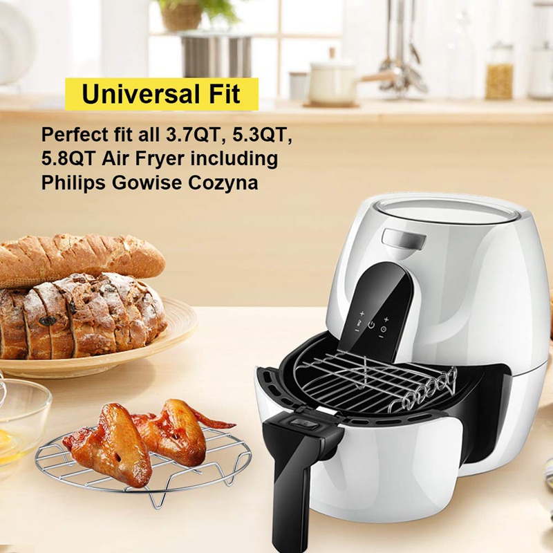 Set 2 Giá Đỡ Hai Tầng Kèm Xiên Đa Năng Cho Nồi Chiên Không Dầu / Nồi Chiên Không Dầu / Máy Bay Điện XL Philips