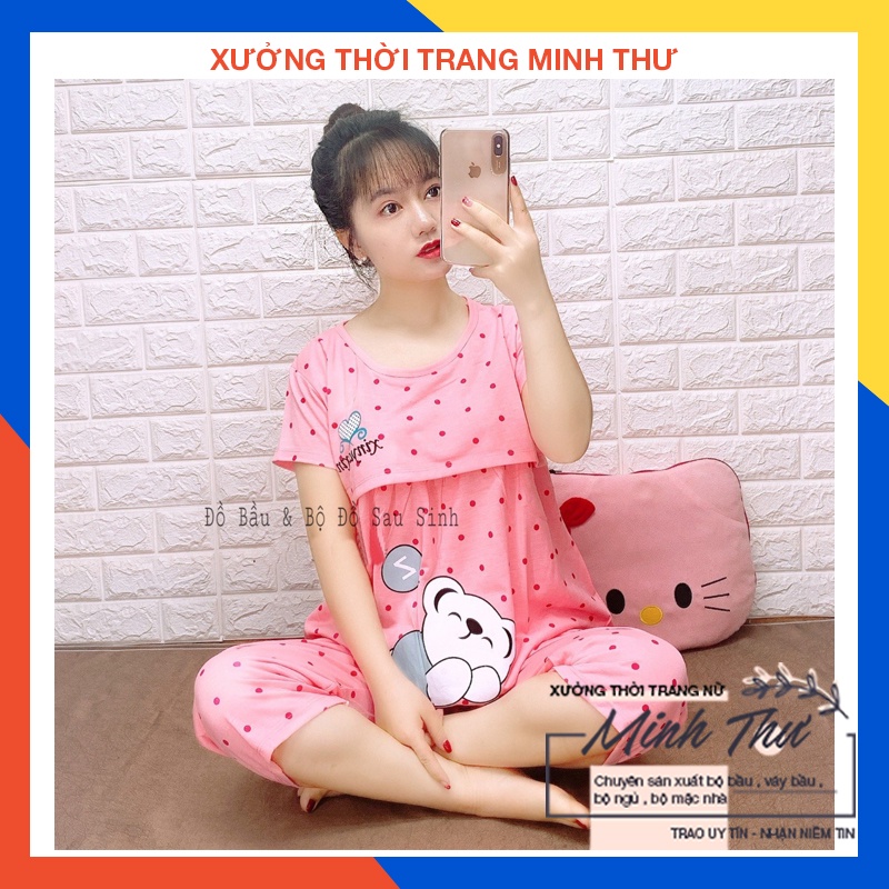 Bộ bầu - bộ sau sinh - chất liệu cotton - kiểu mới thời trang  bầu lửng