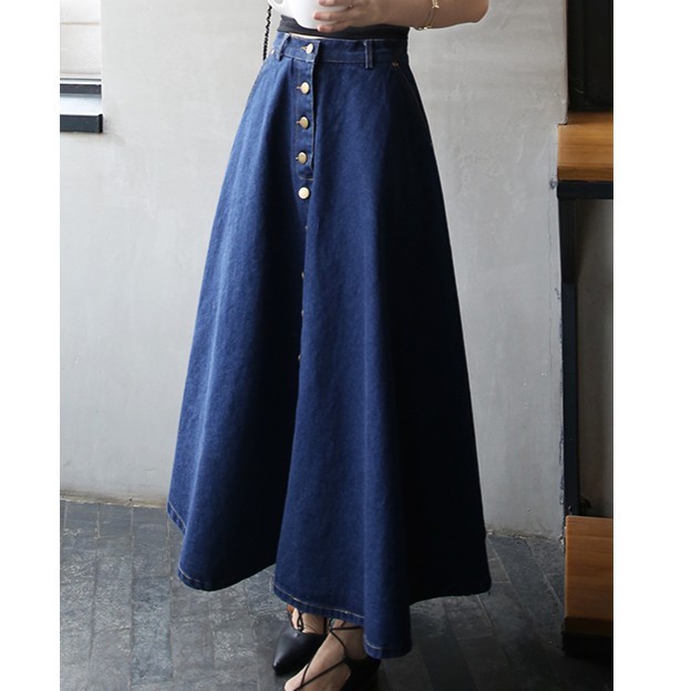 Chân váy jean dài xòe quãng châu | BigBuy360 - bigbuy360.vn