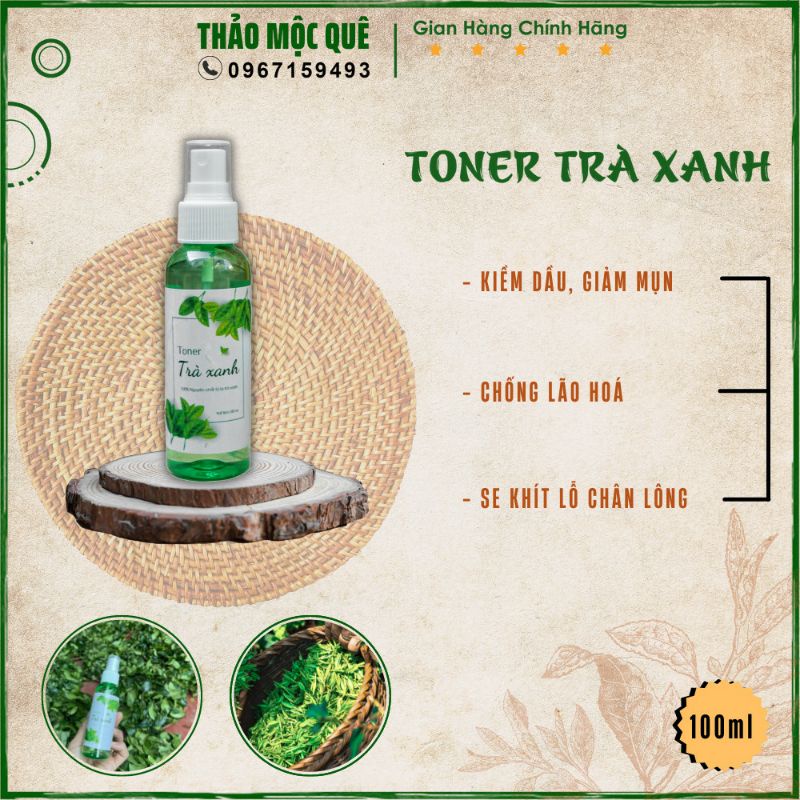 Toner tinh chất trà xanh cân bằng độ pH cho da mặt - Nước xịt khoáng dưỡng trắng da, se khít lỗ chân lông 100ml