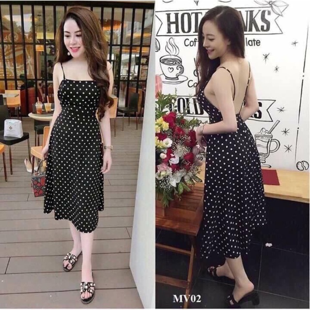 Váy cúp ngực chấm bi