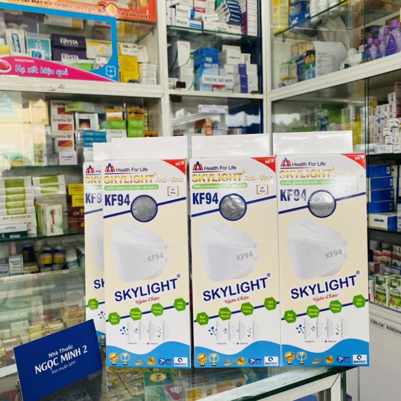 ✅ [Chính Hãng] KHẨU TRANG KHÁNG KHUẨN KF94 màu Xám ( LANDMASK 4D ) SKYLIGHT MÀU XÁM / HỘP 10 CÁI