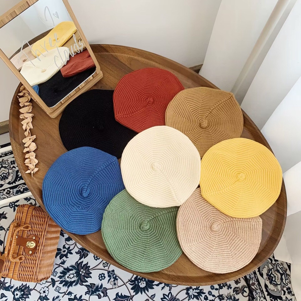 Mũ Beret Dệt Kim Màu Sắc Xinh Xắn Cho Bé