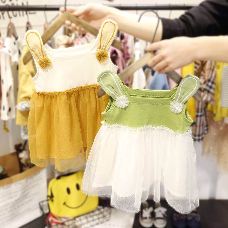 Váy thiết kế phong cách công chúa không tay thời trang mùa hè cho trẻ em gái 1-3 tuổi