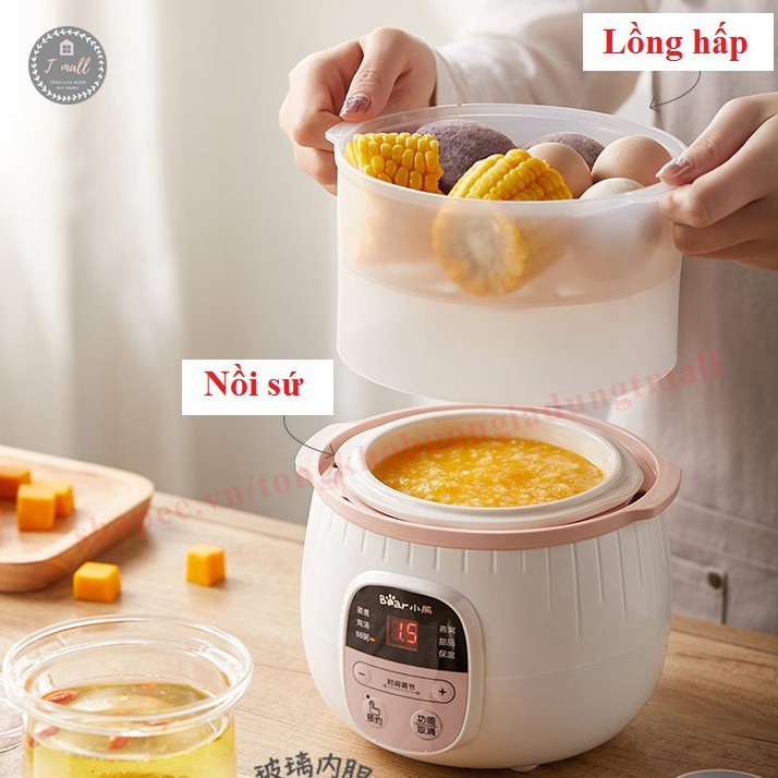 Nồi nấu chậm Bear 0,8L, Nồi nấu cháo chậm, nồi hầm ninh hầm đa năng, nồi hấp cách thủy, BH 12 tháng