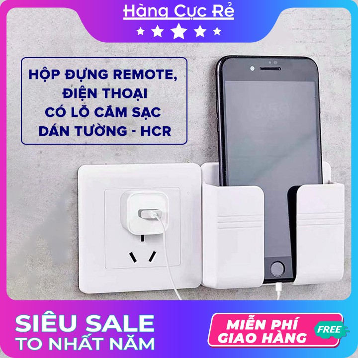 Hộp đựng dán tường Freeship Kệ để remote, điều khiển tivi, điều hòa, điện thoại 2IN1 HCR-B - Shop Hàng Cực Rẻ