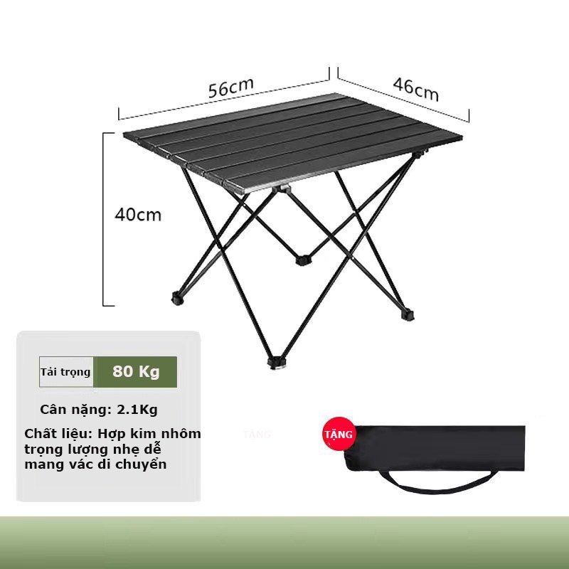 Bàn dã ngoại xếp gọn picnic du lịch gấp gọn bằng hợp kim nhôm nhẹ, gấp gọn, chắc chắn, độ bền cao.