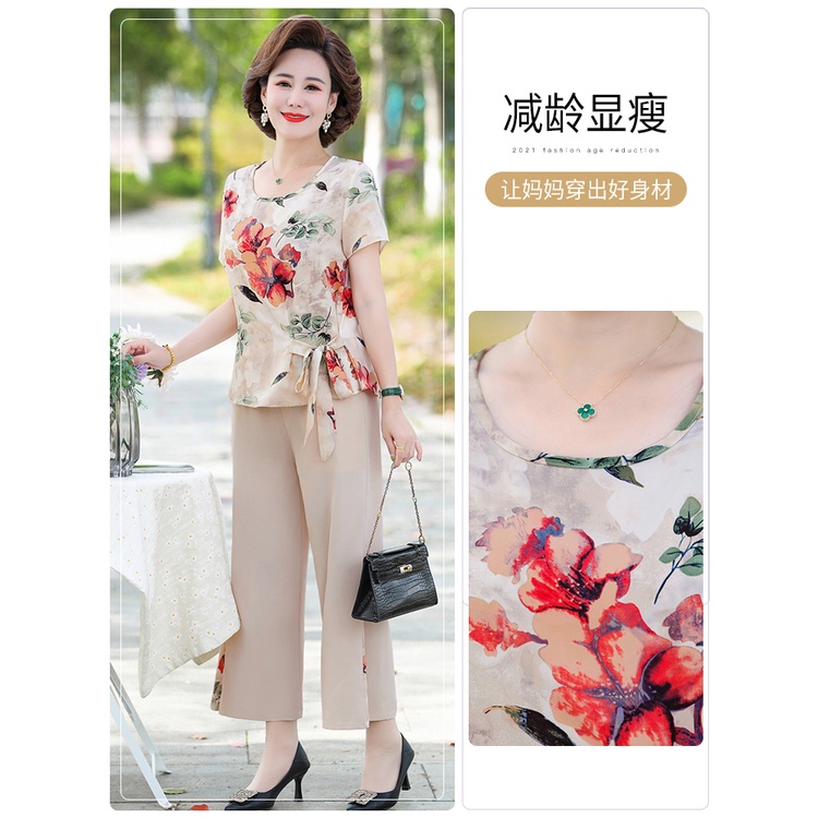 thời trang cho phụ nữ 40 Bộ Đồ Thời Trang Mùa Hè Chất Liệu Voan Mỏng Tay Ngắn Thời Trang Mùa Hè Cho Phụ Nữ Trung Niên 2022