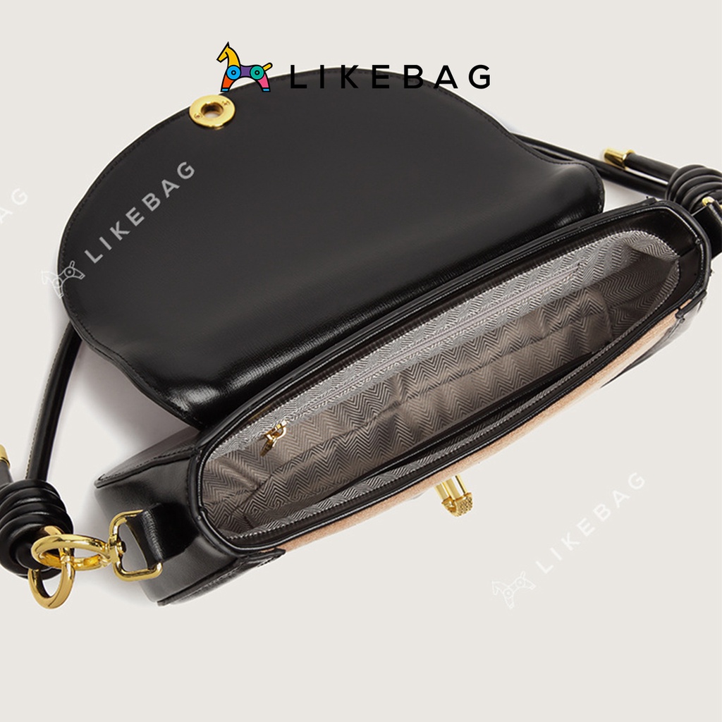 Túi đeo vai nữ da lộn LIKEBAG thiết kế quai xoắn phối màu trẻ trung 219XK6202-3 - LIBAGI