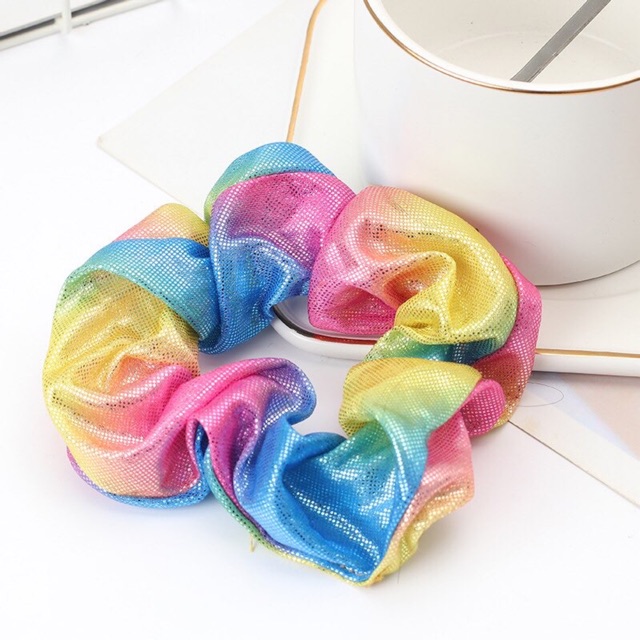 Cột tóc Scrunchie mầu loang nhũ phản quang